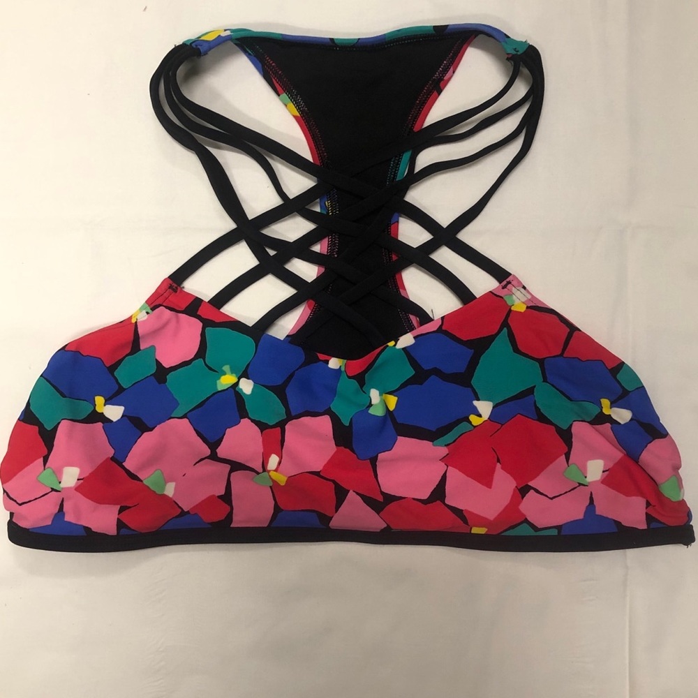 Aerie Floral Criss Cross Racerback Swim Top